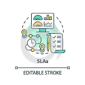 2D customizable SLAs thin linear icon concept