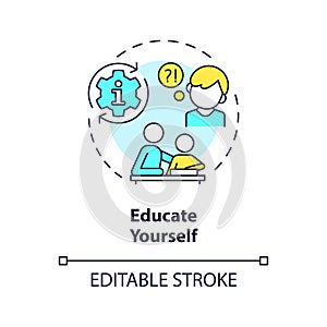 2D customizable thin line icon educate yourself concept