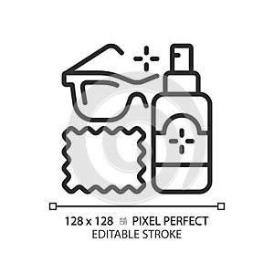2D customizable thin linear black eyeglasses cleaner icon