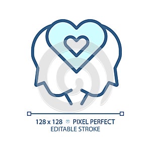 2D customizable thin linear blue empathy icon