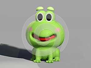 3D cute emoji little green frog photo