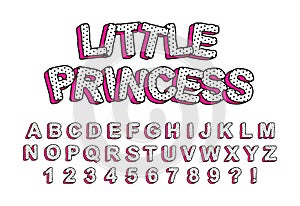 3D cute kids letters with pink shadow.