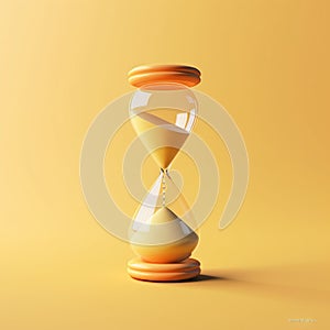 A 3D cute simple and clean hourglass 3D on yellow background generative AI