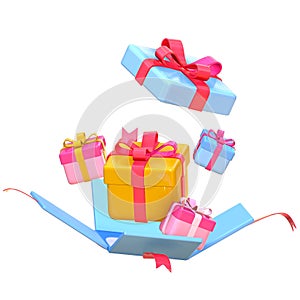 3d Cute Surprise Gift Box With Falling Confetti