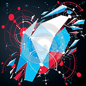 3d cybernetic tech background made using low poly object with sp