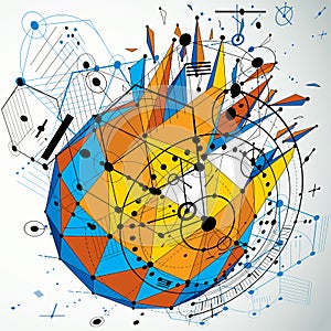 3d cybernetic tech background made using low poly object with sp