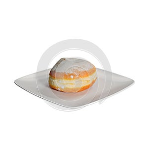 3d Czech kobliha on a plate isolated on a white background.