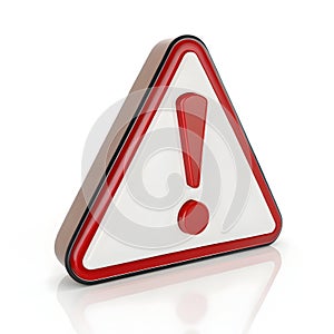 3D danger icon isolated on white background