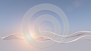 3d data abstract background. Technology digital light wave lines on soft sky backdrop. Cyber, science, network concept.