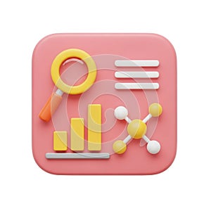 3d data analysis icons set isolated on transparent background