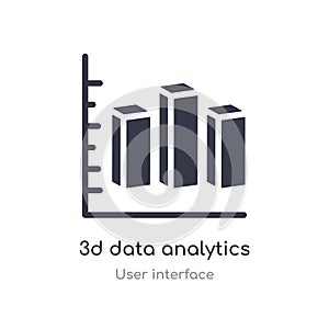 3d data analytics dual bars outline icon. isolated line vector illustration from user interface collection. editable thin stroke