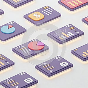 3D Data Icons Design