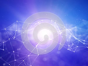 3D data technology abstract background with low poly plexus design