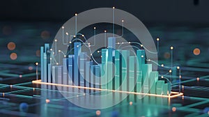 3D Data Visualization Bar Chart with Network Connections