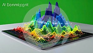 3D Data Visualization Waveform on Digital Display