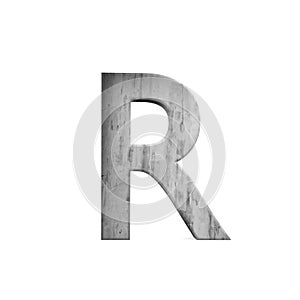 3D decorative concrete Alphabet, capital letter R.