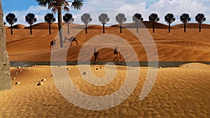 3d desert with camels