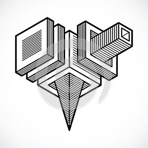 3D design, abstract vector cube shape.