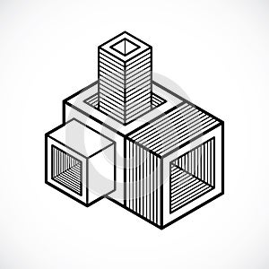 3D design, abstract vector cube shape.
