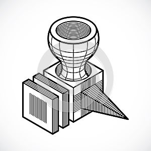 3D design, abstract vector cube shape.