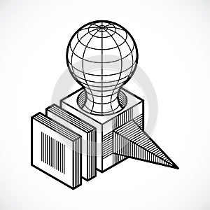 3D design, abstract vector cube shape.