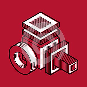 3D design, abstract vector dimensional cube shape.