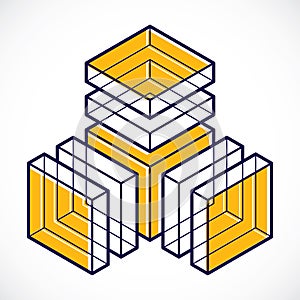 3D design, abstract vector dimensional cube shape.