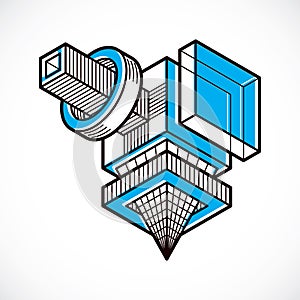 3D design, abstract vector dimensional cube shape.