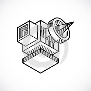 3D design, abstract vector dimensional cube shape.