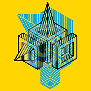 3D design, abstract vector dimensional cube shape.
