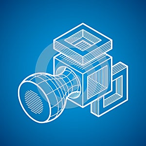 3D design, abstract vector dimensional cube shape.