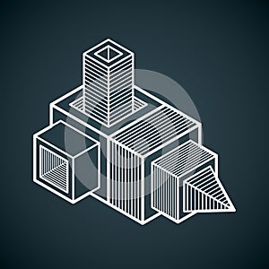 3D design, abstract vector dimensional cube shape.