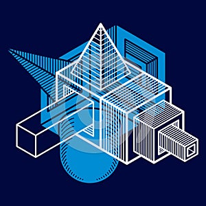 3D design, abstract vector dimensional cube shape.