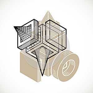 3D design, abstract vector dimensional cube shape.