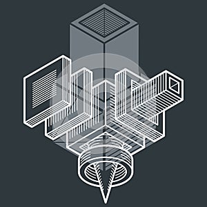 3D design, abstract vector dimensional cube shape.