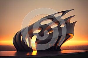 3D design of unlikely architecture. Modern and elegant lines. Curvilinear and surrealism. photo