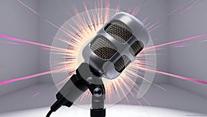 3D Detailed Model of Dynamic Microphone on Pristine White Background