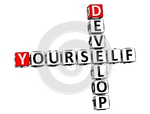 3D Develop Yourself Crossword on white background