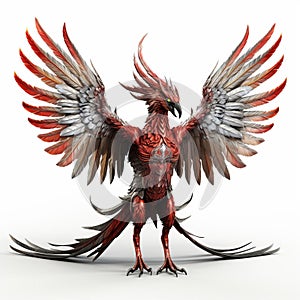 High-quality 3d Model Of A Devil Bird On White Background