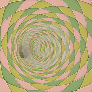 3d diagonal tiled tunnel pink yellow olive green