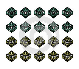D10 Dice for Boardgames, Numbered Faces From Top View photo