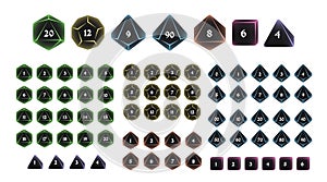 D4, D6, D8, D10, D12, and D20 Dice Icons for Boardgames With Numbers photo