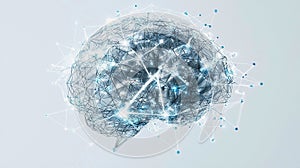 3D digital brain with glowing neural connections and artificial intelligence network, representing machine learning, deep learning