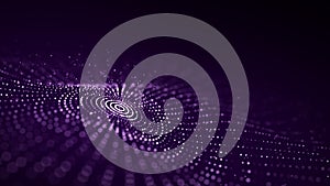 3D digital circular dynamic wave on purple background. Technology smart wave. Seamless flow digital structure. Cyber technology