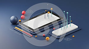 Isometric Digital Data Analytics and Mobile Technology Concept