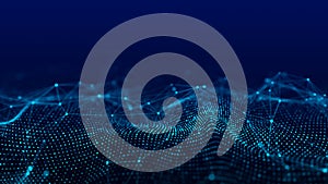 3D digital dynamic wave. Flow digital structure. Secure cybersecurity data connection. Cyber technology background. 3D rendering