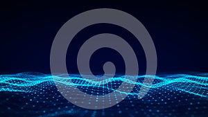 3D digital dynamic wave. Flow digital structure. Secure cybersecurity data connection. Cyber technology background. 3D rendering