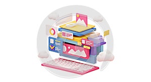 3D Digital Interface and Data Visualization Elements