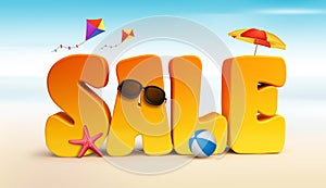 3D Dimensional Sale Title Words for Summer photo