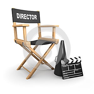 3d Directors chair on film set photo